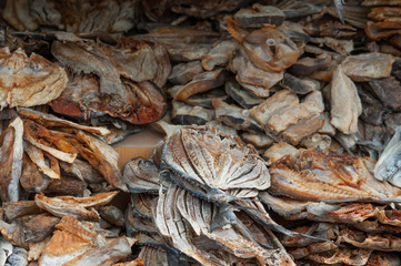 Dried fish market, asian salted fish