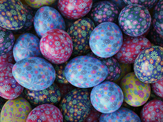 Fototapeta na wymiar Easter eggs with floral patterns