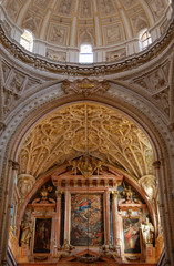 Fototapeta na wymiar The apse and dome of the Cathedral of Our Lady of the Assumption, the remarkable Mosque–Cathedral of Cordoba, Andalusia, Spain
