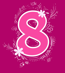 Vector magenta eight with flower