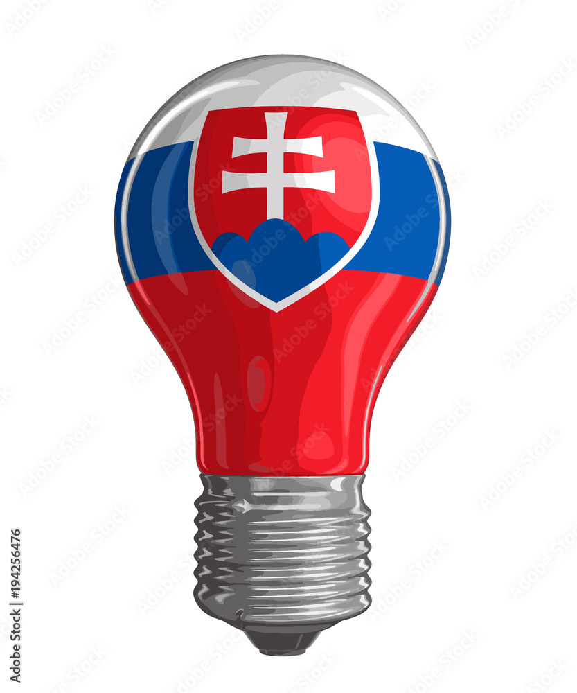Poster light bulb with slovak flag. image with clipping path