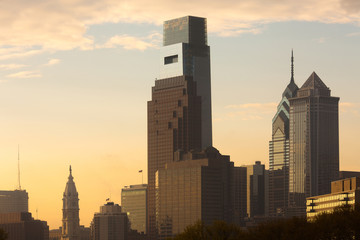 Fototapeta na wymiar Downtown skyline with City Hall, Philadelphia, Pennsylvania, USA