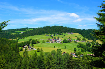 Fototapeta na wymiar grüne Berglandschaft bei Jenesien oberhalb von Bozen in Südtirol 