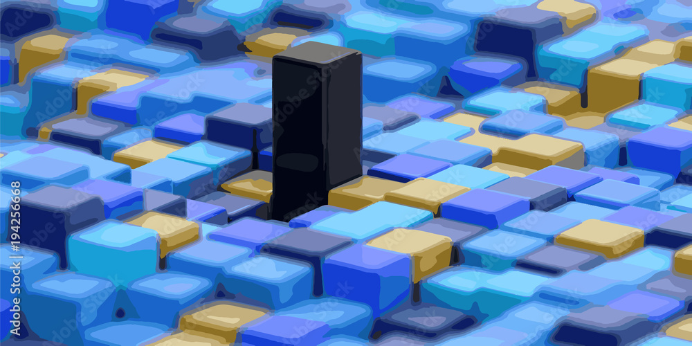 Poster abstract color cube block