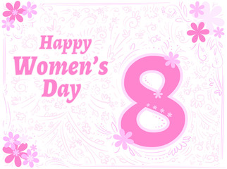 Greeting tender card with pink decor happy womens day 8 march