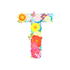 Romantic letter of meadow flowers and butterflies T