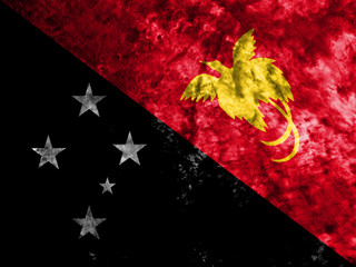 Papua New Guinea grunge flag on old dirty wall