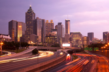 Plakat Downtown Atlanta at night, Georgia, USA