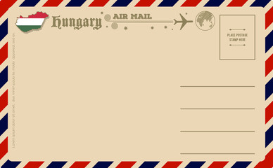 Vintage postcard with map of Hungary