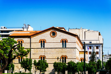 Street view of old buildings in Athens, Greece