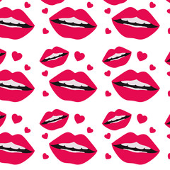 sensuality lips and hearts pattern background vector illustration design
