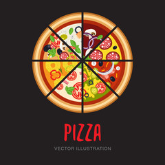 Vector image of slices set of italian pizza