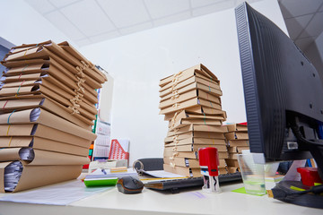 stacks of paper files