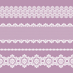 vector seamless lace braid, lilac and white color