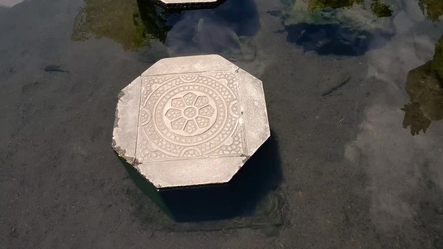 Tirta Gangga water path. Close-up