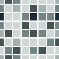 Background with gray squares. Squares of gray shades, mosaic with white edging. Endless seamless pattern. Tiles, Wallpapers, paper. Vector illustration.