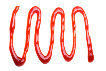 Closeup red ketchup tomato sauce isolated on white background