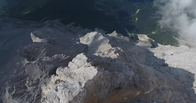 Drone aerial flying over beautiful Mountains in Germany Zugspitze pan forwards 4k 