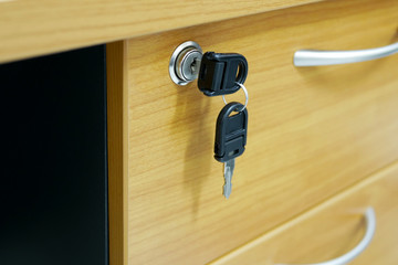 Wood Locker Keys in Selective Focus