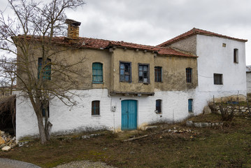 Fototapeta na wymiar Old houses in Vrontero village, Prespes lakes region, Florina, Greece