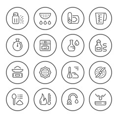Fototapeta premium Cooking related set round line icons