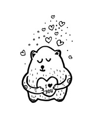 Cute bear. Vector cartoon sketch illustration