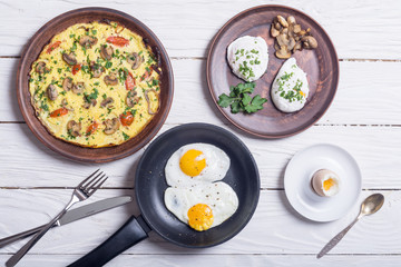 Various  of cooking eggs
