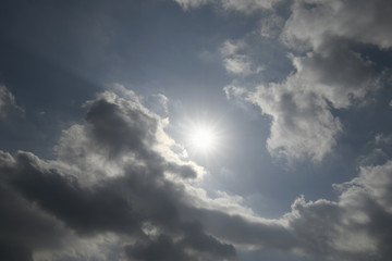 太陽と青空と雲「空想・雲のモンスター」紫外線、覇者、未来、夢などのイメージ