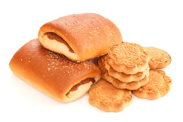 Set with sweet buns and wheat cookies