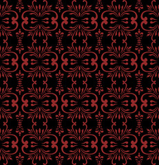 Vector damask seamless pattern background spiral curve cross flower frame vine