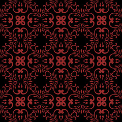 Fototapeta premium Vector damask seamless pattern background spiral curve cross leaf flower vine