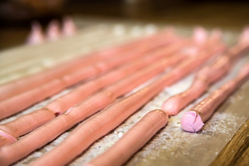 Colorful dough for marshmallow close