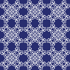 Vector damask seamless pattern background polygon check cross line curve spiral frame crest