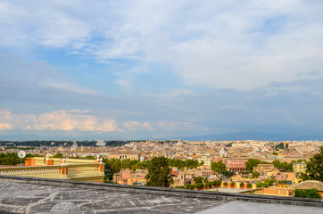 Beautiful view of rooftops of Rome in Italy