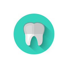 Tooth with braces icon isolated in flat design style vector illustration. Modern, minimalist icon on the theme of stomatology in stylish colors. Website and design for mobile apps and other projects