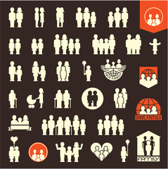 Family. Family icons set. People and family vector icons