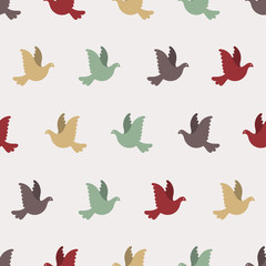 Seamless doves pattern. Vector simple background.