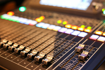 Equipment for sound mixer control  in studio TV station, Audio and Video Production Switcher of...
