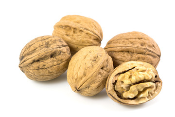Walnut, walnut kernel, nut isolated on white background., with clipping path.