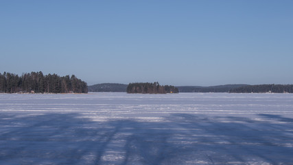 icy lake and islands