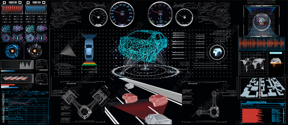 Poster car user interface.futuristic user interface. hud ui. abstract virtual graphic touch user interface.