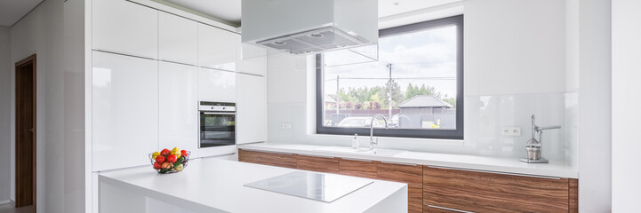 White kitchen with island