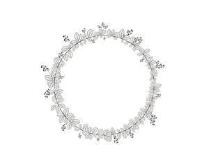 round frame with leaves and branches