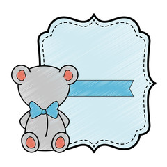 baby shower card with mouse icon over white background colorful design vector illustration