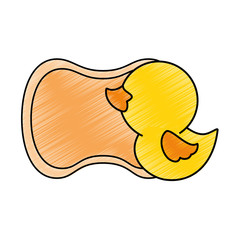 baby shower card with cute duck icon over white background vector illustration