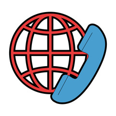 phone service with planet vector illustration design