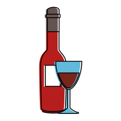 wine bottle with cup vector illustration design