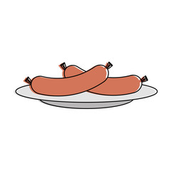 dish with delicious sausages vector illustration design