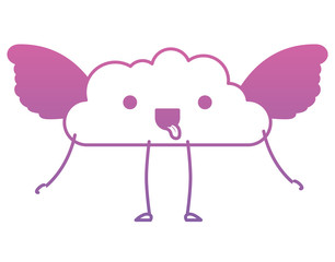 cute cloud with wings kawaii character vector illustration design