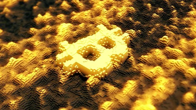 Bitcoin in a digital blockchain background